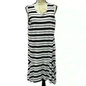 Lord & Taylor Women Black/ White Stripe Sleeveless Long Maxi Dress Extra Large